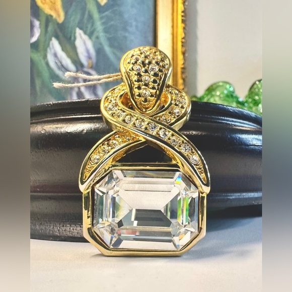 VTG ‘Jewels by Park Lane’ Rhinestone Crystal Gold-Tone Pendant Necklace - Picture 14 of 16